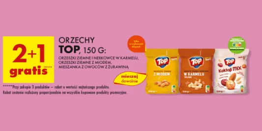 Biedronka: 2+1 GRATIS na orzechy TOP 12.03.2025