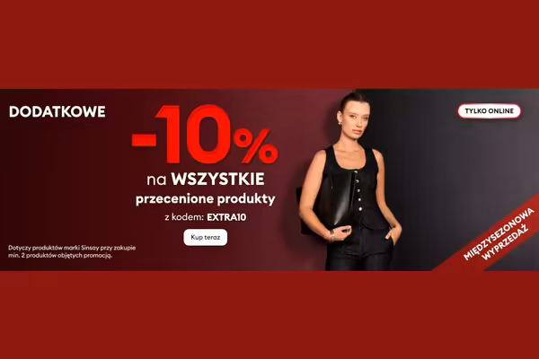 Sinsay: KOD rabatowy Extra -10% na wyprzedaż