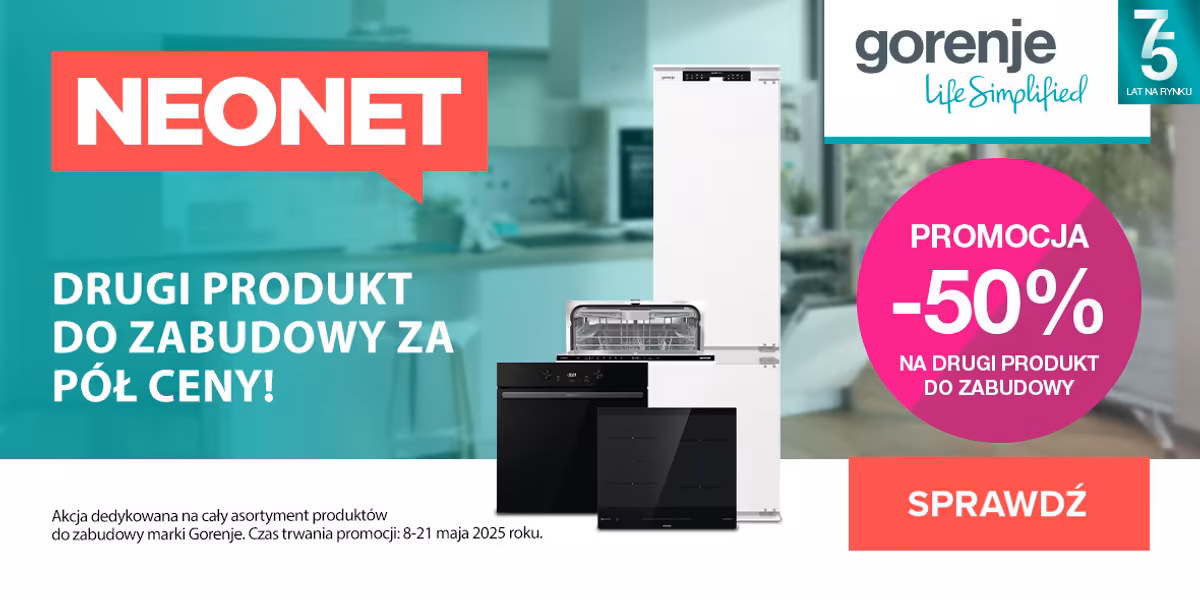 Neonet: KOD rabatowy -50% na drugi produkty do zabudowy