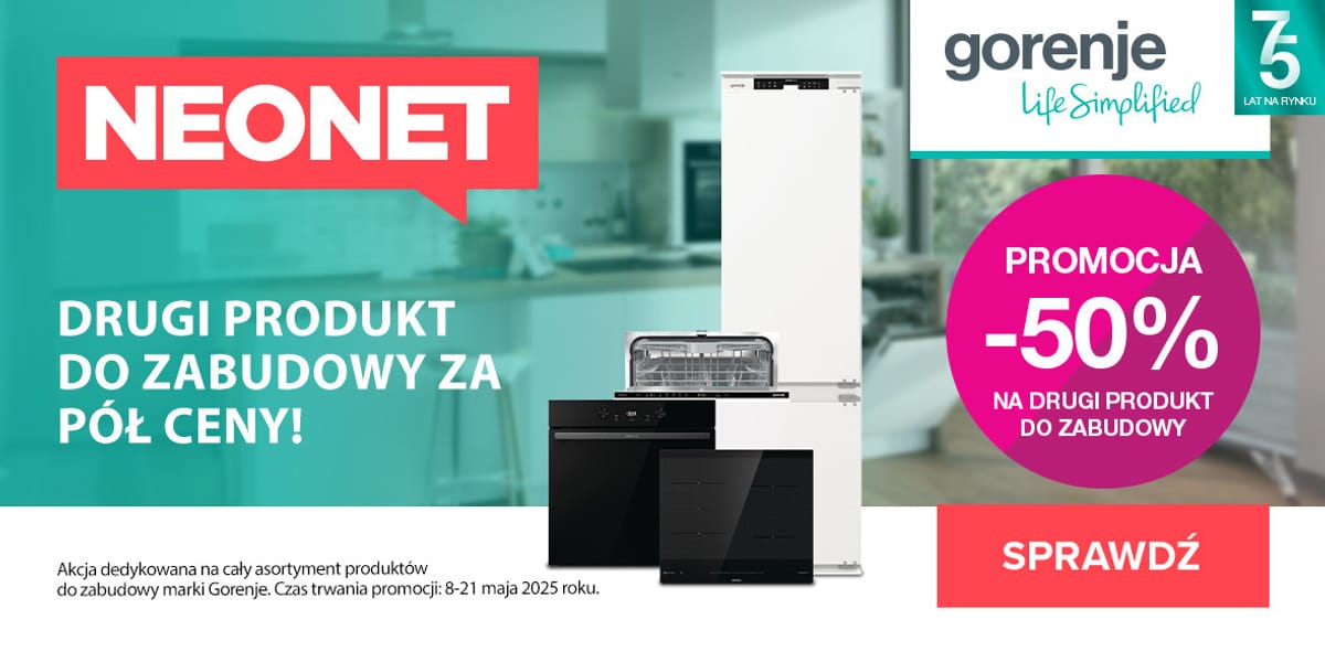Neonet: KOD rabatowy -50% na drugi produkty do zabudowy