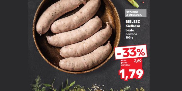 Kaufland: -33% na kiełbasę białą Bielesz 19.09.2024