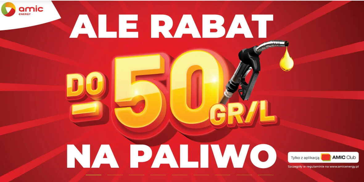 AMIC POLSKA: KUPONY do -50 gr/l na paliwo w aplikacji AMIC 01.07.2026