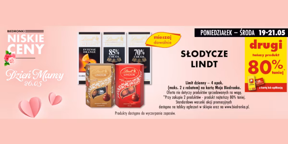 Biedronka: -80% na wszystkie słodycze Lindt