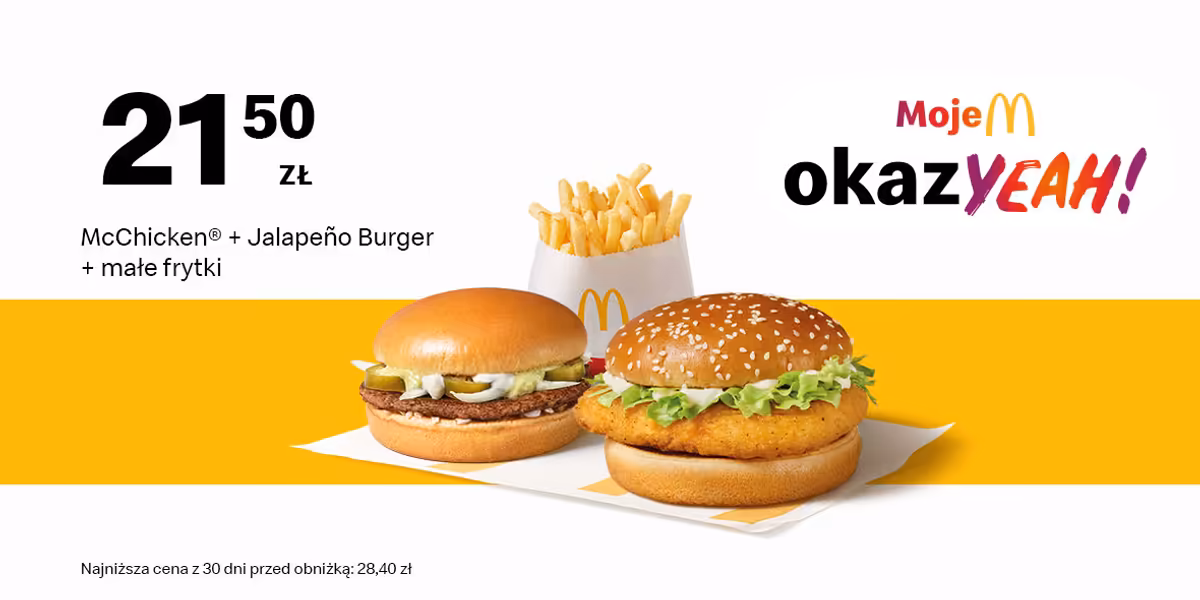 McDonald's: 21,50 zł McChicken® + Jalapeno Burger + Małe frytki