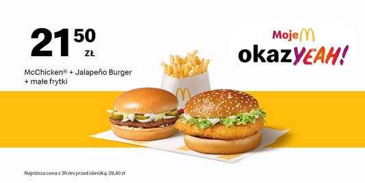McDonald's: 21,50 zł McChicken® + Jalapeno Burger + Małe frytki 09.06.2025