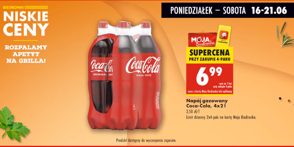 Biedronka: 6,99 zł za napój gazowany Coca-Cola 2 l