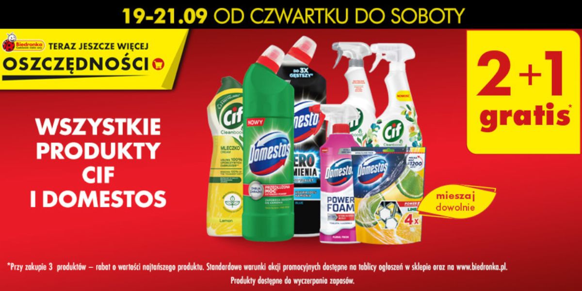 Biedronka: 2+1 GRATIS wszystkie produkty marek Cif i Domestos