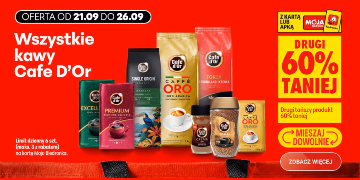 Biedronka: -60% na wszystkie kawy Cafe D'Or