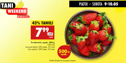 Biedronka: -42% na truskawki, opak 500 g 09.05.2025
