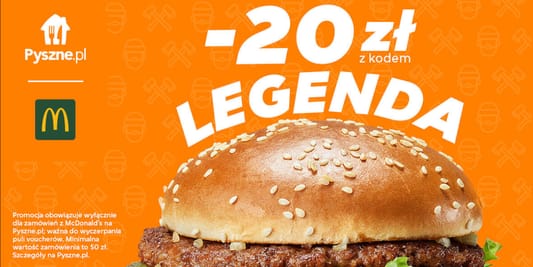 McDonald's: KOD rabatowy -20 zł na zamówienie w Pyszne.pl 01.12.2025