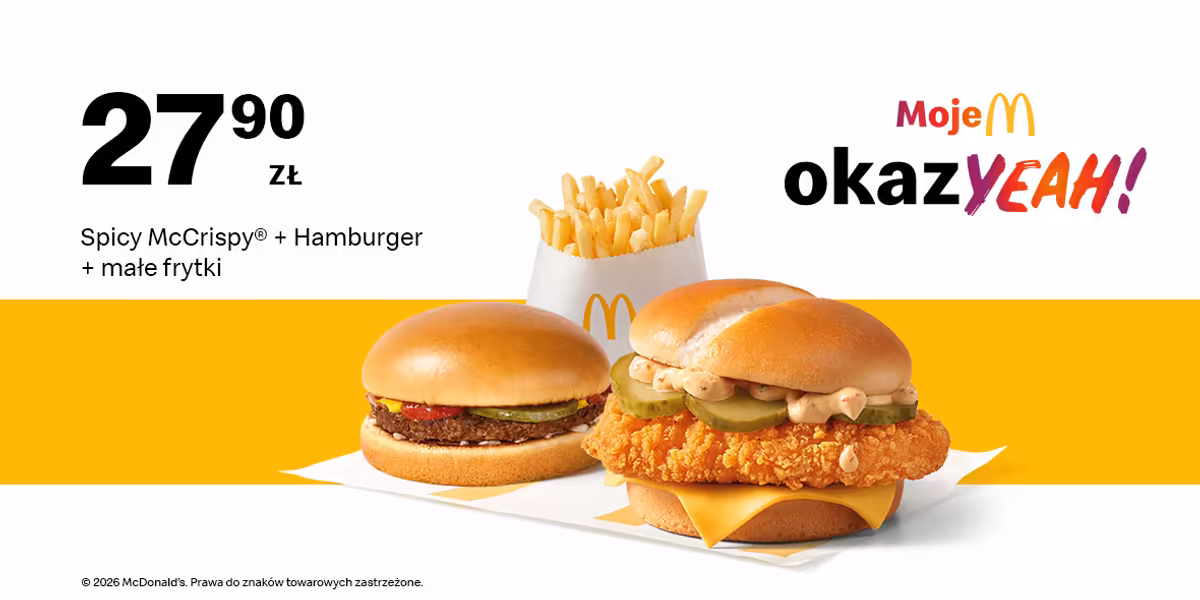 McDonald's: 27,90 zł Spicy McCrispy® + Hamburger + małe frytki