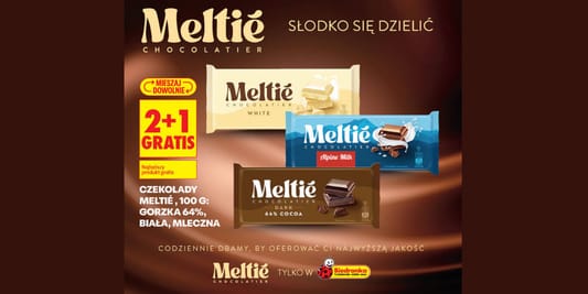 Biedronka: 2+1 GRATIS na czekolady Meltié 03.12.2025