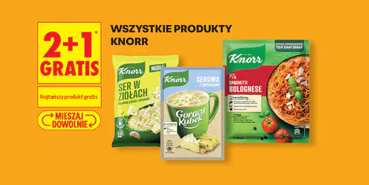 Biedronka: 2+1 GRATIS na wszystkie produkty Knorr 30.09.2026