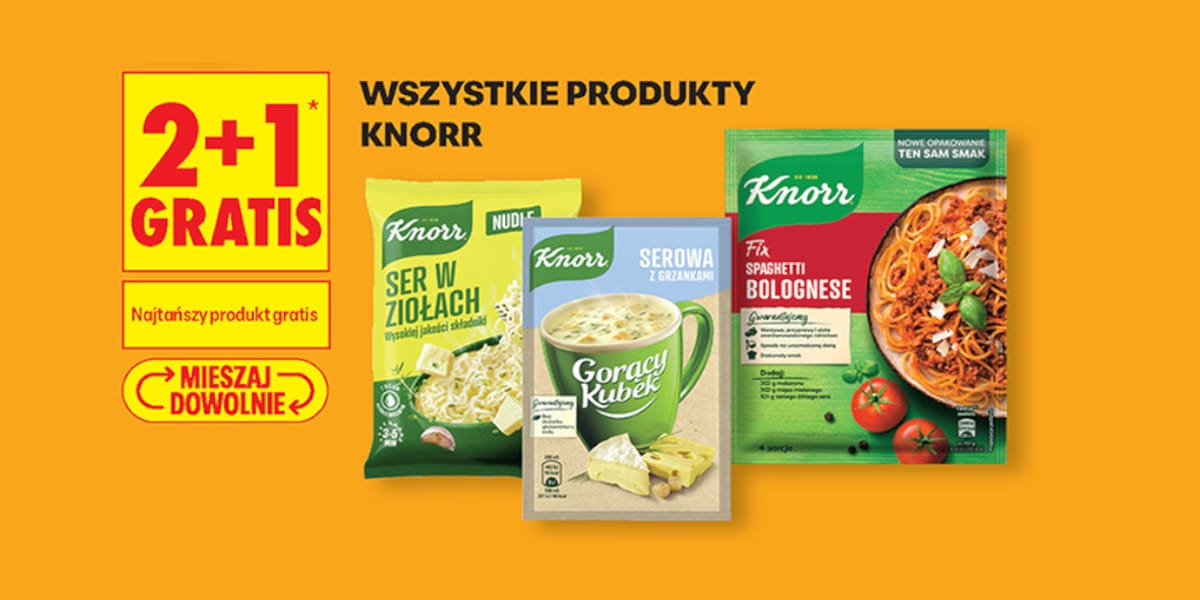 Biedronka: 2+1 GRATIS na wszystkie produkty Knorr