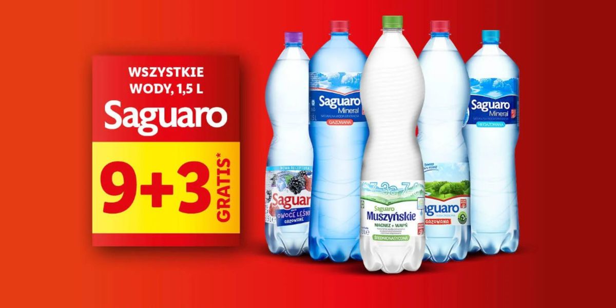 Lidl: 9 + 3 GRATIS na wszystkie wody Saguaro