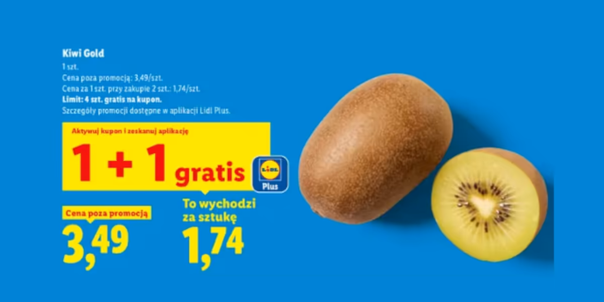 Lidl: KUPON 1 + 1 GRATIS na kiwi Gold