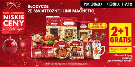 Biedronka: 2+1 GRATIS na słodycze ze świątecznej linii Magnetic 01.12.2025