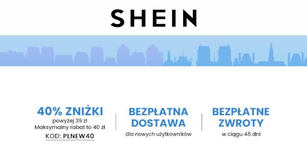 SHEIN: KOD rabatowy -40% na Twoje zakupy + darmowa dostawa 02.09.2024