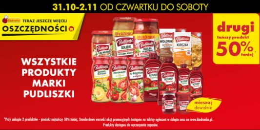 Biedronka: -50% na wszystkie produkty Pudliszki 31.10.2024