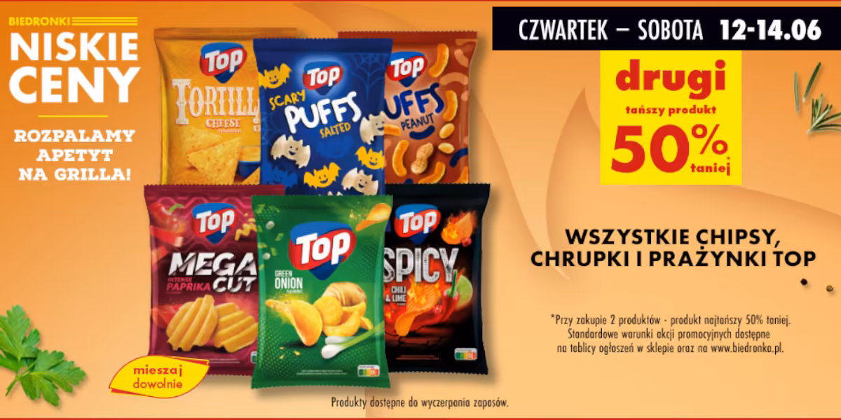 Biedronka: -50% na wszystkie chipsy, chrupki i prażynki Top