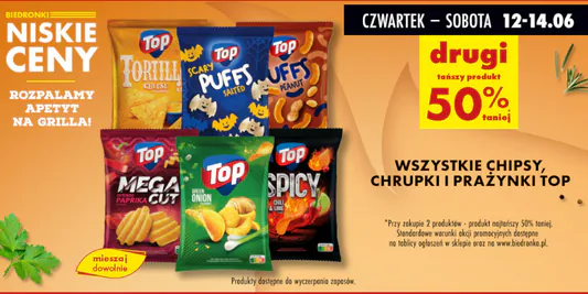 Biedronka: -50% na wszystkie chipsy, chrupki i prażynki Top 12.06.2025