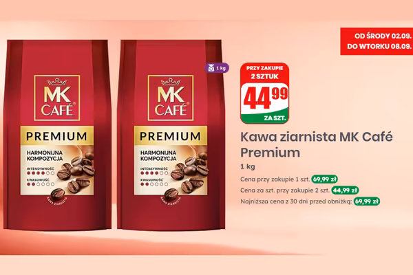Dino: 44,99 zł za kawę ziarnistą  MK Cafe Premium
