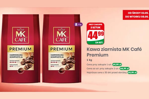 Dino: 44,99 zł za kawę ziarnistą  MK Cafe Premium