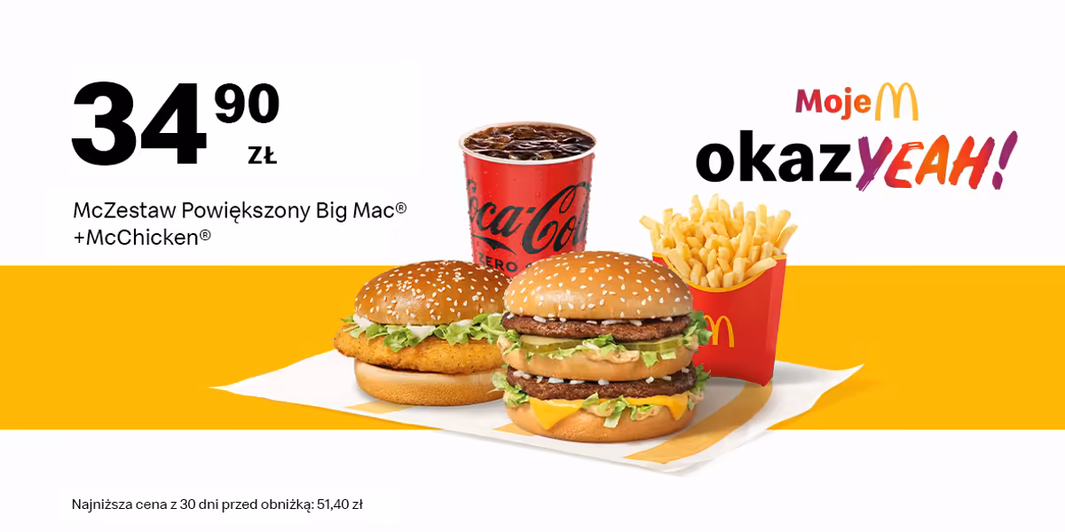 McDonald's: 34,90 zł McZestaw Powiększony BigMac® + McChicken®
