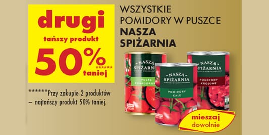 Biedronka: -50% na pomidory w puszce Nasza Spiżarnia 28.05.2025