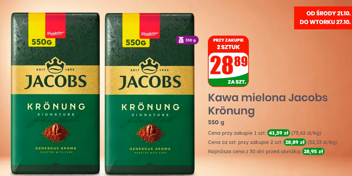 Dino: 28,99 zł za kawę mieloną Jacobs Kronung