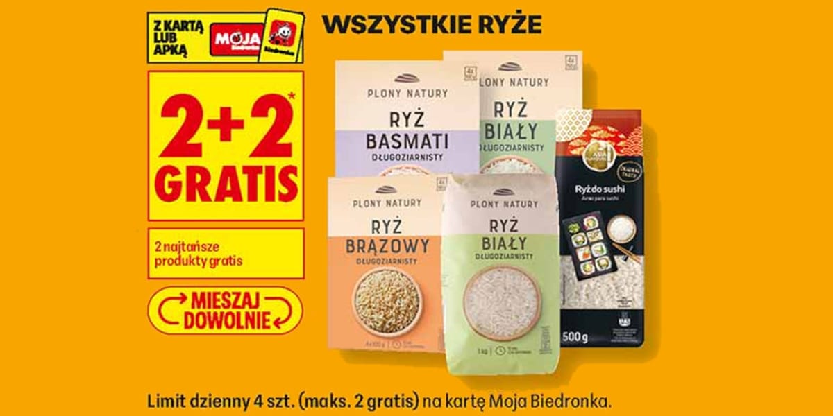 Biedronka: 2+2 GRATIS na wszystkie ryże
