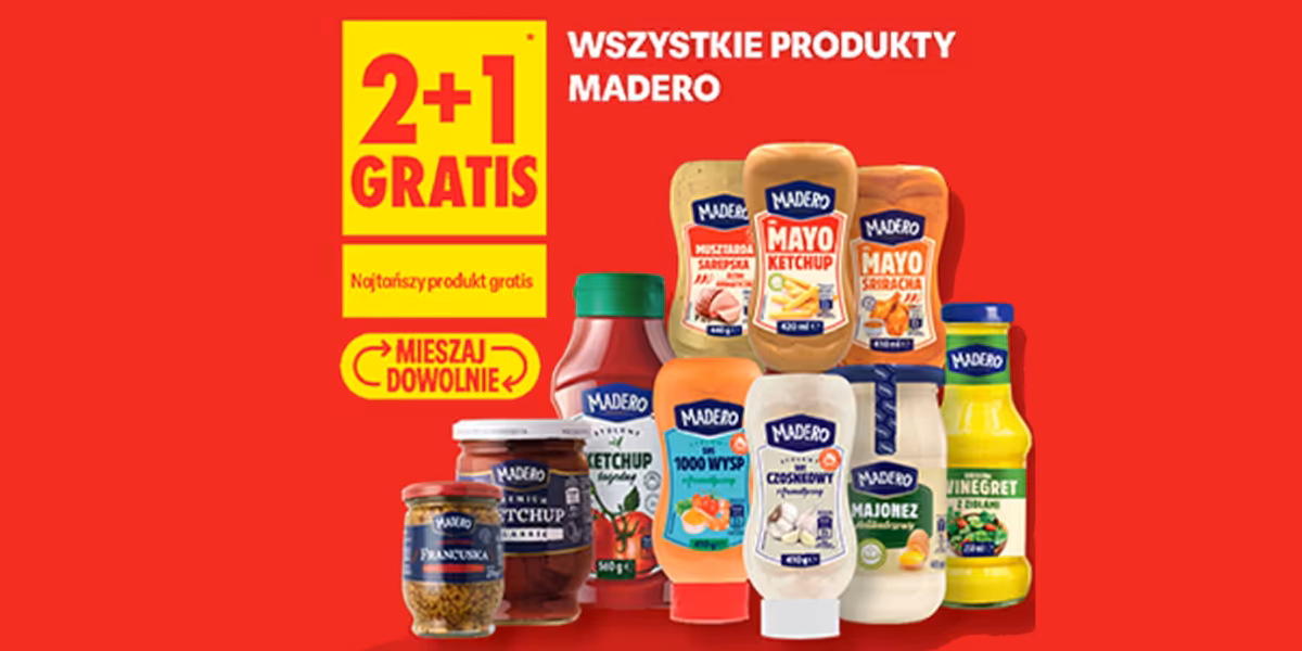 Biedronka: 2+1 GRATIS na wszystkie produkty Madero