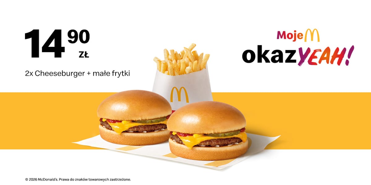 McDonald's: 14,90 zł za 2x Cheeseburger + małe frytki