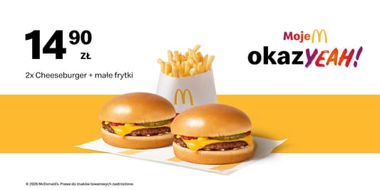 McDonald's: 14,90 zł za 2x Cheeseburger + małe frytki 17.08.2026