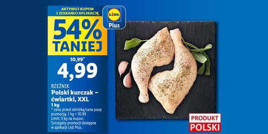 Lidl: Kupon -54% na ćwiartki kurczaka 26.05.2025