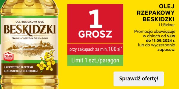 Stokrotka Supermarket: 1 grosz za olej rzepakowy Beskidzki 05.09.2024