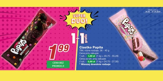 Dino: 1+1 GRATIS na ciastka Papita 26.05.2025