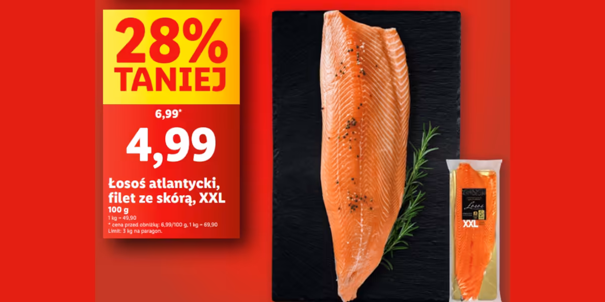 Lidl: -28% na łososia - filet ze skórą
