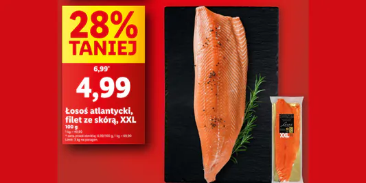 Lidl: -28% na łososia - filet ze skórą 16.06.2025