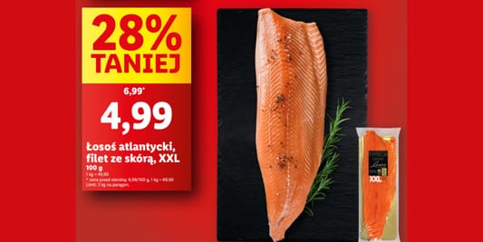 Lidl: -28% na łososia - filet ze skórą 16.06.2025
