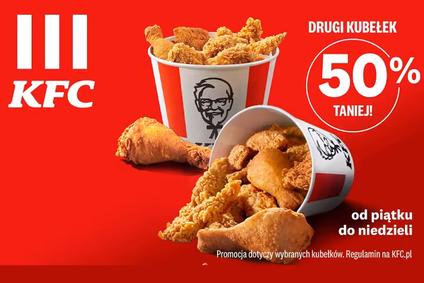 : -50% na drugi kubełek w KFC