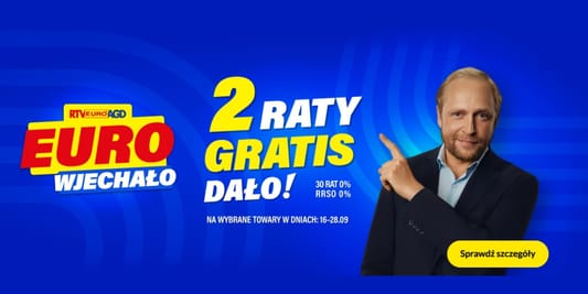 RTV EURO AGD:  2 raty GRATIS 16.09.2026