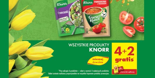 Biedronka: 4+2 GRATIS na wszystkie produkty Knorr 06.05.2025