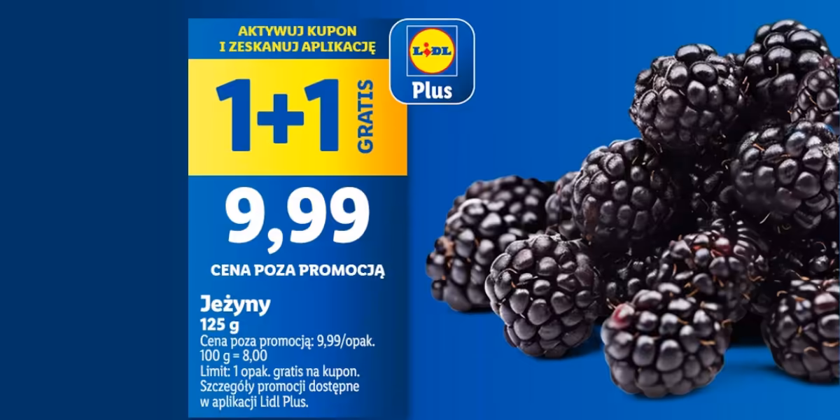Lidl: KUPON 1 + 1 GRATIS na jeżyny