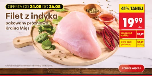 Biedronka: -41% na filet z indyka 24.08.2026