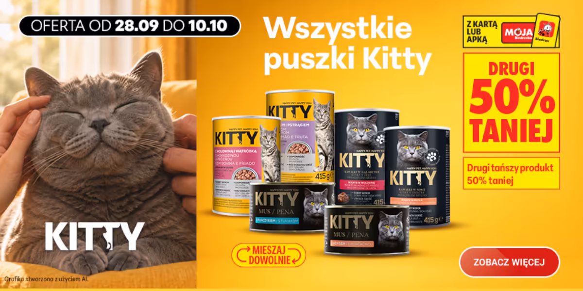 Biedronka: -50% na wszystkie puszki KITTY