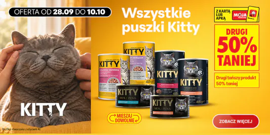 Biedronka: -50% na wszystkie puszki KITTY 30.09.2026