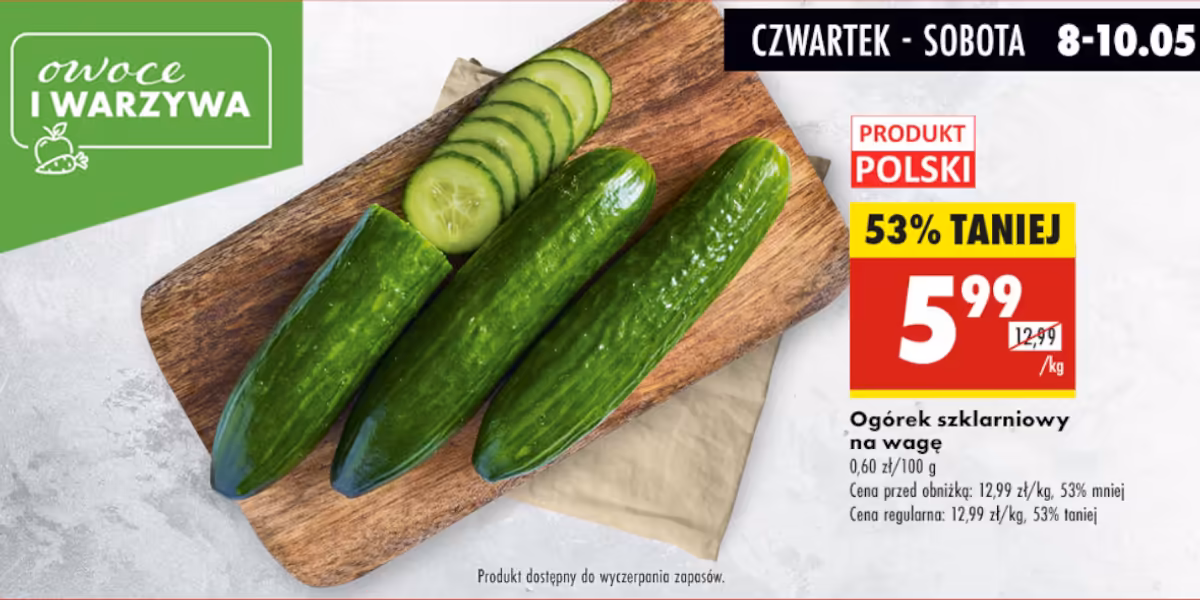 Biedronka: -53% na ogórki szklarniowe