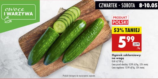 Biedronka: -53% na ogórki szklarniowe 08.05.2025