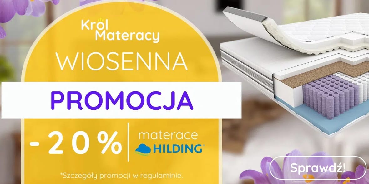 Król Materacy: -20% na wybrane materace Hilding 14.03.2025